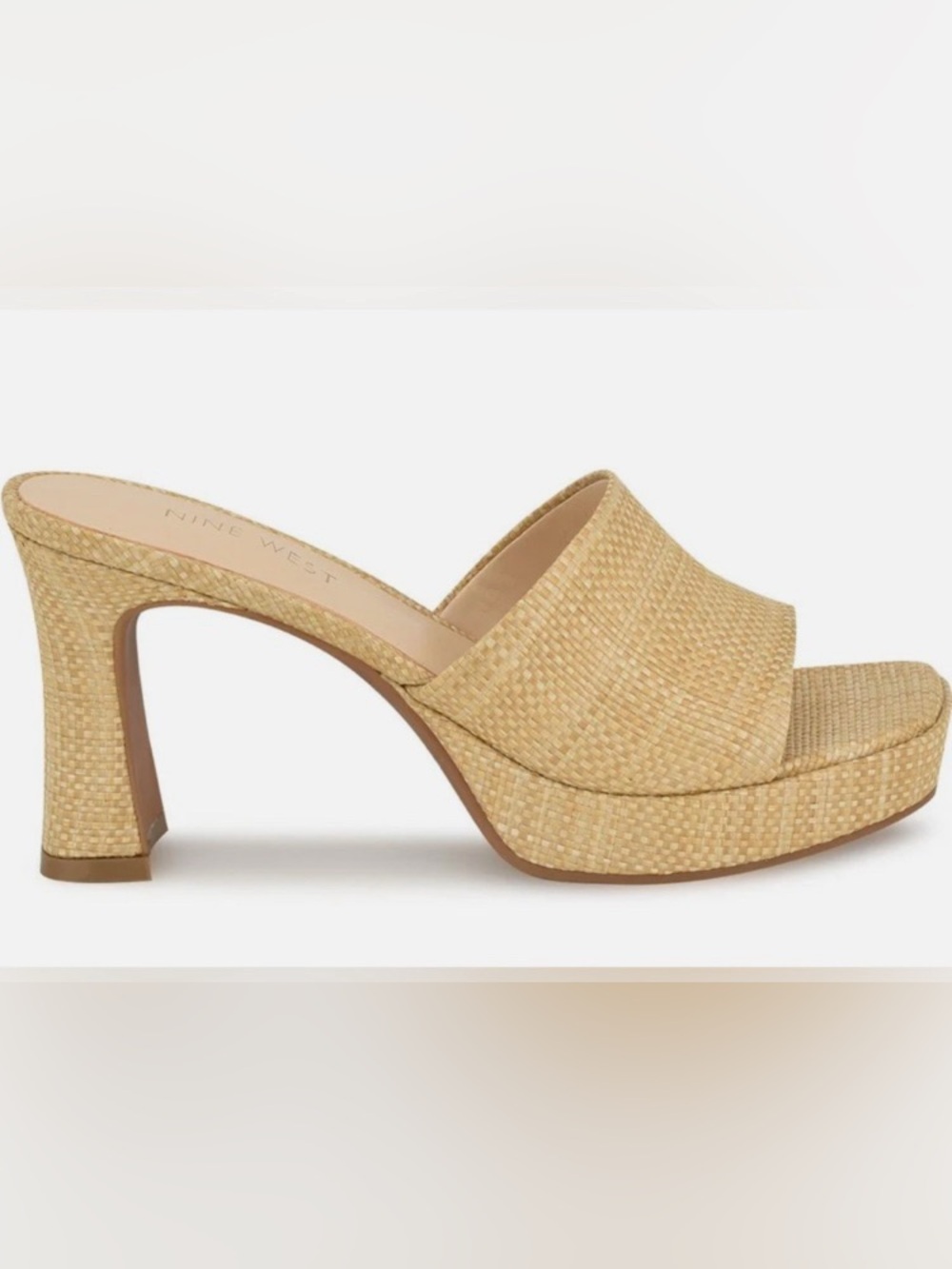 Nine West Beige Woven Mule Sandals Size 7